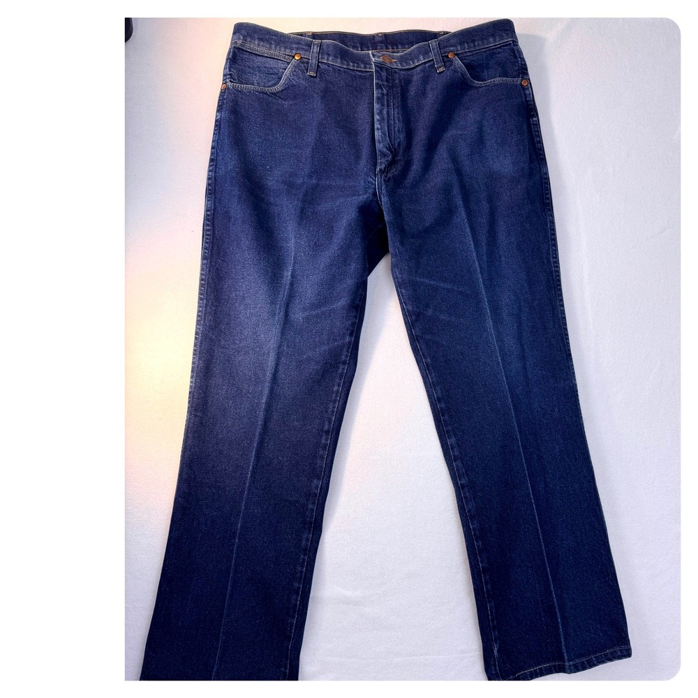 Vintage Wrangler 947STR Mens 38x33 Cowboy Cut Straight Leg Dark Wash Jeans USA